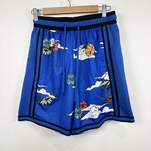 Nike DRI-FIT DNA+ Hoop Island Shorts Mens Small Blue Basketball Floral Tropical